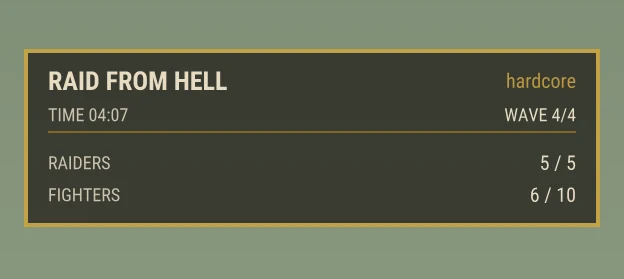 Raid From Hell highlight: the in-game event panel until a clip is recorded