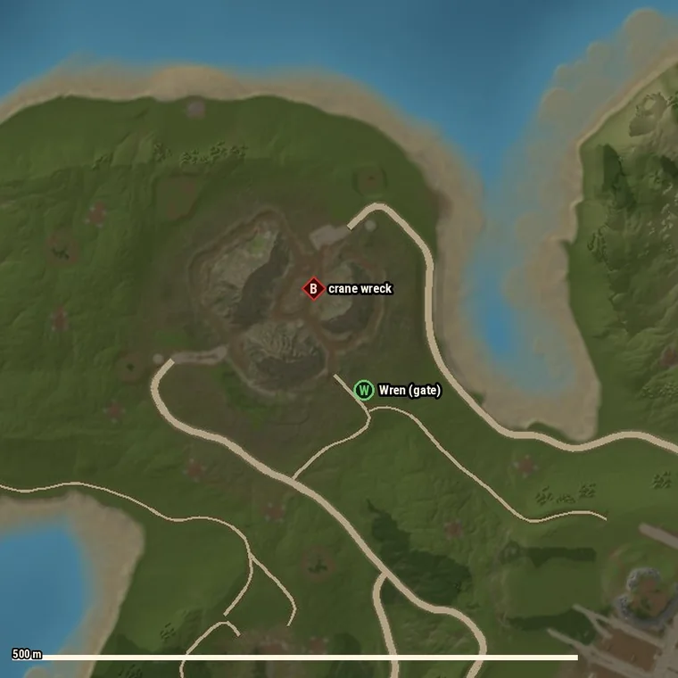 Map of Wren at the Junkyard gate