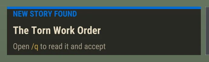 A popup announcing a new story found