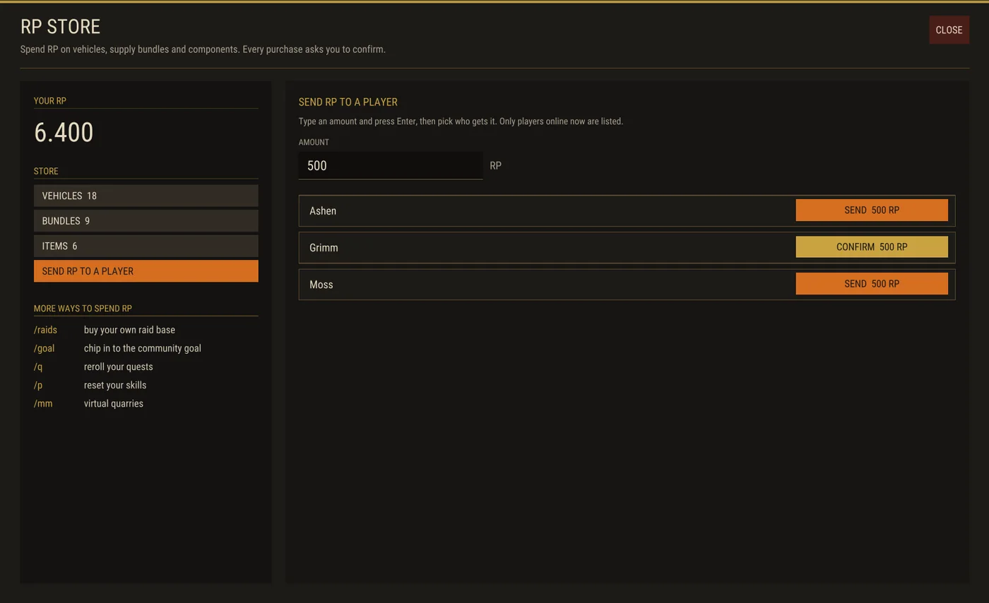 The Send RP tab